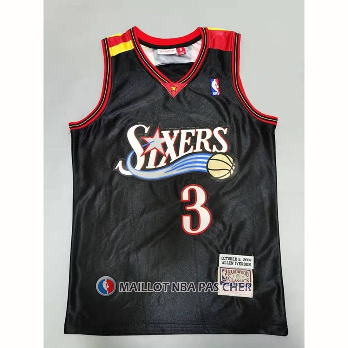 Maillot Philadelphia 76ers Allen Iverson NO 3 Mitchell & Ness 2006 Noir